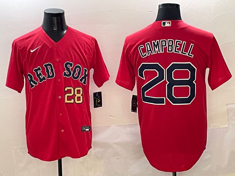 Men Boston Red Sox #28 Campbell Red Game 2025 Nike MLB Jersey style 4